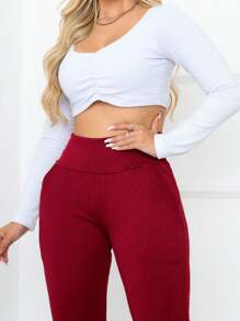 Women Pants - Burgundy - View 3