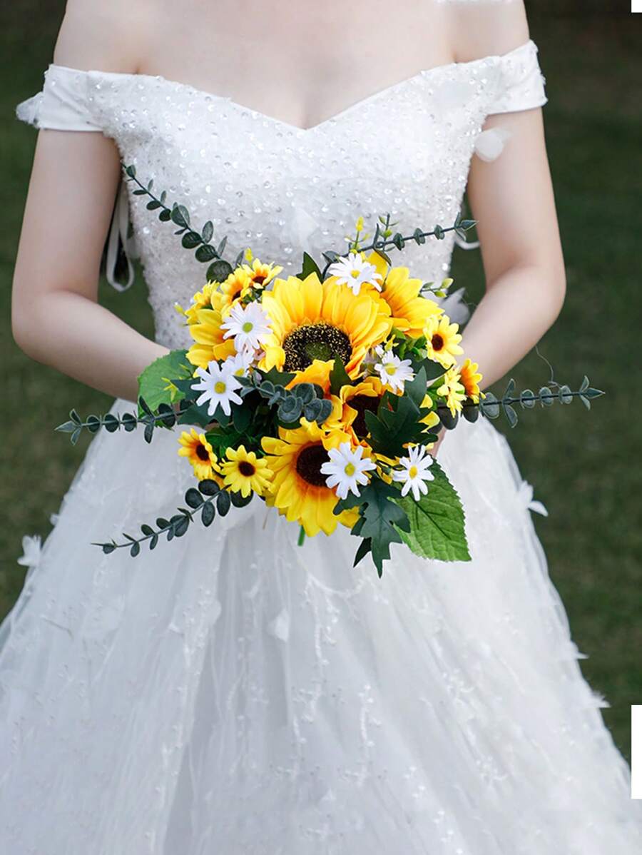1pc Sunflower Bridal Bouquet - Yellow - View 1