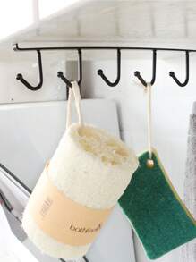 White Kitchen Seamless And Nail-free 6-hook Rack, Cupboard Storage Hanger Multi-functional Wardrobe Door Hook Coat Rack - White - View 4