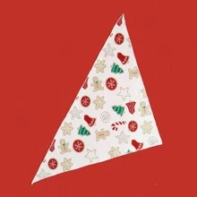 1pc Pet Christmas Deer Gingerbread Print Bib Bandana, Suitable For Cats & Dogs Christmas Holiday Decorative Costume