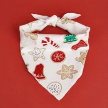 1pc Pet Christmas Deer Gingerbread Print Bib Bandana, Suitable For Cats & Dogs Christmas Holiday Decorative Costume