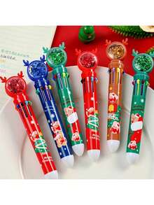 1pc Random Color Christmas Glitter Gel Pen Set - Red - View 2