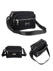 Fashionable Simple Black Crossbody Bag For Women, Suitable For Daily Commute, School, Travel Etc. With Pockets For Small Items, Mobile Phone And Wallet - Black - View 2