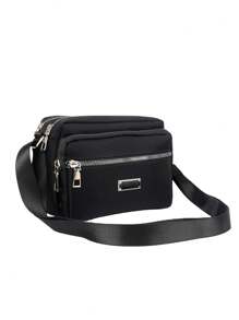 Fashionable Simple Black Crossbody Bag For Women, Suitable For Daily Commute, School, Travel Etc. With Pockets For Small Items, Mobile Phone And Wallet - Black - View 1