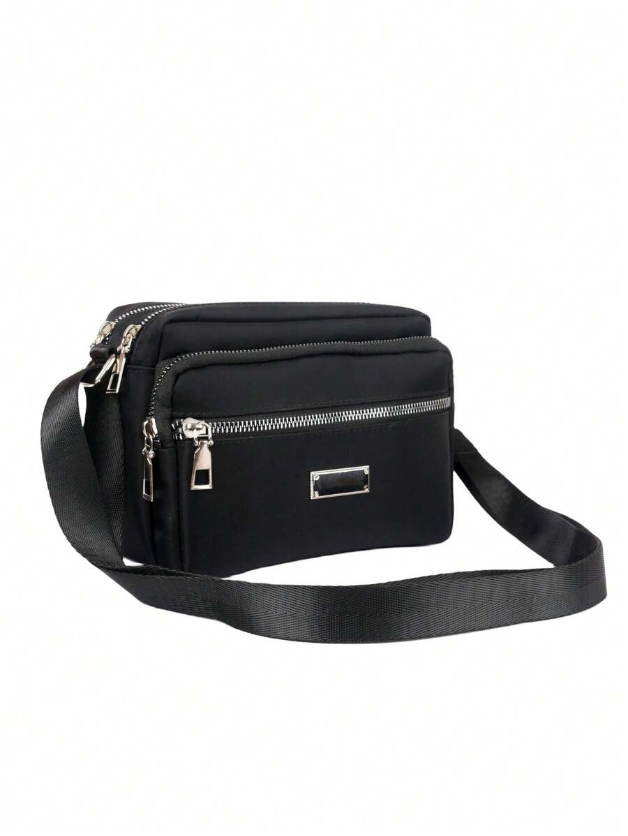 Fashionable Simple Black Crossbody Bag For Women, Suitable For Daily Commute, School, Travel Etc. With Pockets For Small Items, Mobile Phone And Wallet - Black - View 1