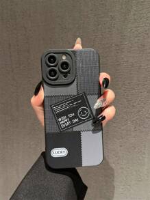 1 PIEZA Funda de TPU con cara sonriente a cuadros negros, compatible con iPhone 15 Pro Max 14 Plus/13 Pro Max/12/11/7G/7P/IX/XR/XS Max, con bordes rectos y orificios precisos - Multicolor - Ver 1