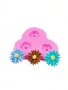 1 Pieza Molde De Silicona Con 3 Formas De Flores Margarita - Multicolor - Ver 3