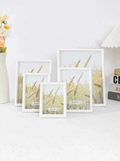 1pc White Wpc Modern Simple Style Half Round Photo Frame (With Photo Paper), Wall Decoration Or Desk Display, Suitable For Home, Bedroom, Restaurant, Living Room (Photo Paper Sent Randomly)