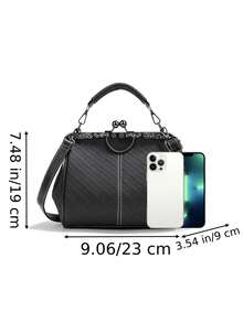 女士手提包和斜挎包，时尚手工编织图案 PU 皮革，单肩包，欧美真皮单肩包