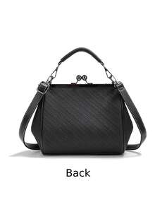 女士手提包和斜挎包，时尚手工编织图案 PU 皮革，单肩包，欧美真皮单肩包