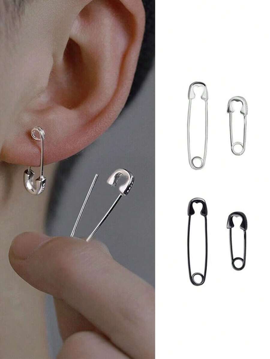 1 Par Pendientes Góticos De Hip Hop Vintage Para Hombre, Perfecto Para Fiesta, Accesorio De Oreja Salvaje Y Extravagante - Multicolor - Ver 1