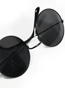 Unisex Round Lenses, Unisex Round Sunglasses, Solar Glasses, Fashion Lenses - 黑色 - 查看 7