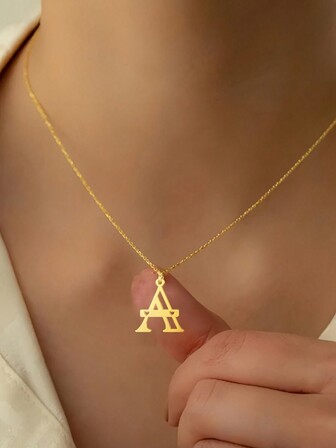 1入戈特字母項鍊女用不鏽鋼鍍金吊墜鏈子奶昔項鍊美學emo珠寶禮物