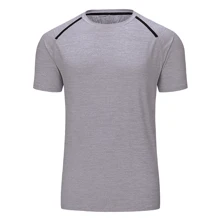 1件男款速乾透氣短袖t恤,適用於跑步、運動、健身訓練 - 灰色 - 查看 2
