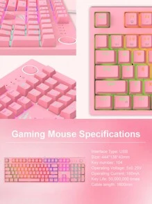 HAVIT KB871L 104 Keys PC Computer Playing Wired USB Colorful RGB Pink Games Mechanical Gaming Keyboards - Pink - View 6