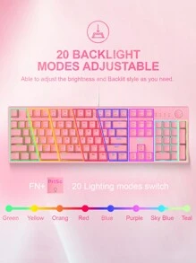 HAVIT KB871L 104 Keys PC Computer Playing Wired USB Colorful RGB Pink Games Mechanical Gaming Keyboards - Pink - View 2