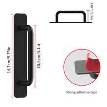 1 件鋁合金免打孔門把手,適用於玻璃/塑膠/陽台/拉櫃門 - 黑色 - 查看 8