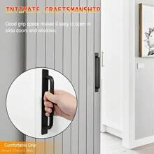 1 件鋁合金免打孔門把手,適用於玻璃/塑膠/陽台/拉櫃門 - 黑色 - 查看 3