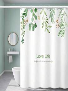 Bộ rèm tắm lá xanh 1 mảnh, vải ngăn cách chống thấm nước, chống nấm mốc, ngăn cách ướt và khô, lắp đặt không cần khoan, trang trí phòng tắm gia đình - Nhiều màu - Xem 3