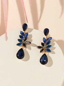 1對水晶吊墜耳環,適合日常佩戴 - 藏蓝色 - 查看 5