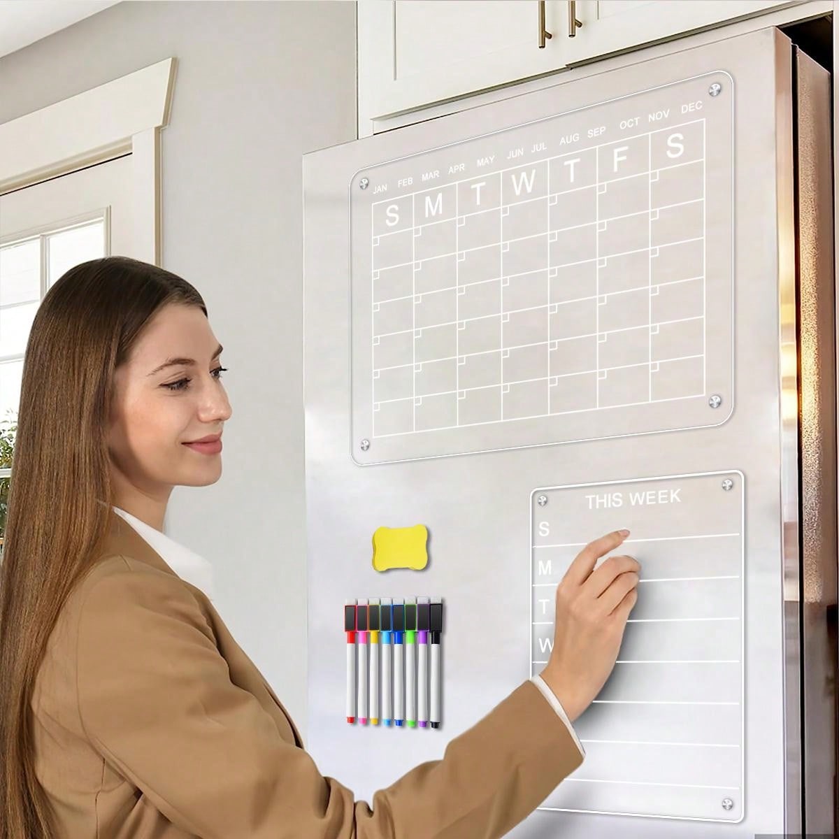 10pcs set acrylic weekly planning board includes 8 whiteboard markers