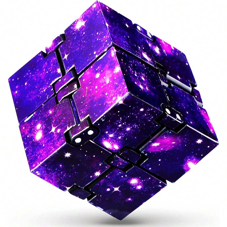 升級版金屬軸承無限魔方撥機玩具,紫色減壓焦慮玩具魔方
