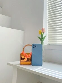 1個純色亞克力鍊配件pu迷你口紅盒,女士必備 - 橘色 - 查看 3