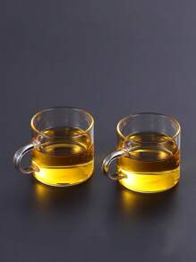 4 件組透明玻璃杯,適合在家喝茶、水或咖啡 - 白色 - 查看 1