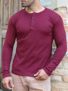 Men T-Shirts - 酒紅色 - 查看 1