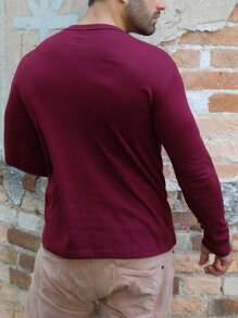 Men T-Shirts - 酒紅色 - 查看 3