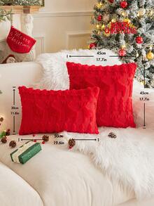 1 Pieza Funda De Almohada Roja Con Árbol De Navidad Bordado De Reno