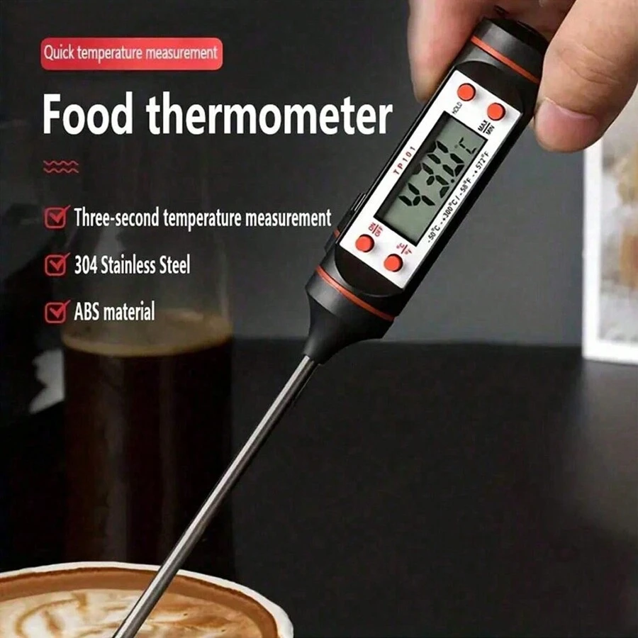Termómetro De Aceite De Cocina, Medición De Temperatura Para Barbacoa, Horneado, Termómetro Electrónico De Alimentos Para Líquidos - Negro - Ver 1