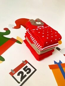 5 Giáng sinh Đỏ  Họa tiết gấu Vớ giữa bắp chân , Thích hợp Đối với Mặc hàng ngày , Đối với 12-18 Tháng Em bé - Nhiều màu - Xem 5