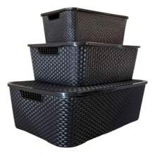 Storage and Organizer Bins - 黑色 - 查看 1