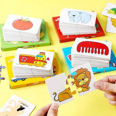 16pcs Toddler Puzzle Cards Toys For Kids Jigsaw Matching Game Education Toys Cartoon Shape Cognitive Training Gift