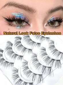 Asiteo 10 Pairs Cartoon Style Delicate False Eyelashes, Invisible Soft Natural Lash Extension - Black - View 5