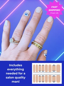 流行惡指甲貼“i See You” |包括 16 個指甲包、指甲銼、指甲棒和準備墊