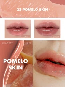 Rom&nd Romand Juicy Lasting Tint 22 葡萄柚色，液体唇膏，唇彩，色彩鲜艳，滋润亮泽，韩国唇釉，MLBB（My Lips But Better，我的嘴唇，但更美），轻盈顺滑，超级保湿，不粘腻，韩国化妆品，礼盒装 - 多汁22柚皮 - 查看 5