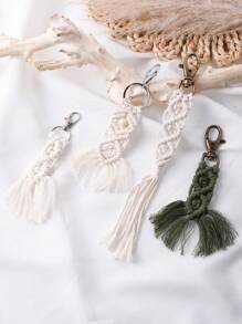1pc Tassel grace Braided Tassel Keychain - White - View 6