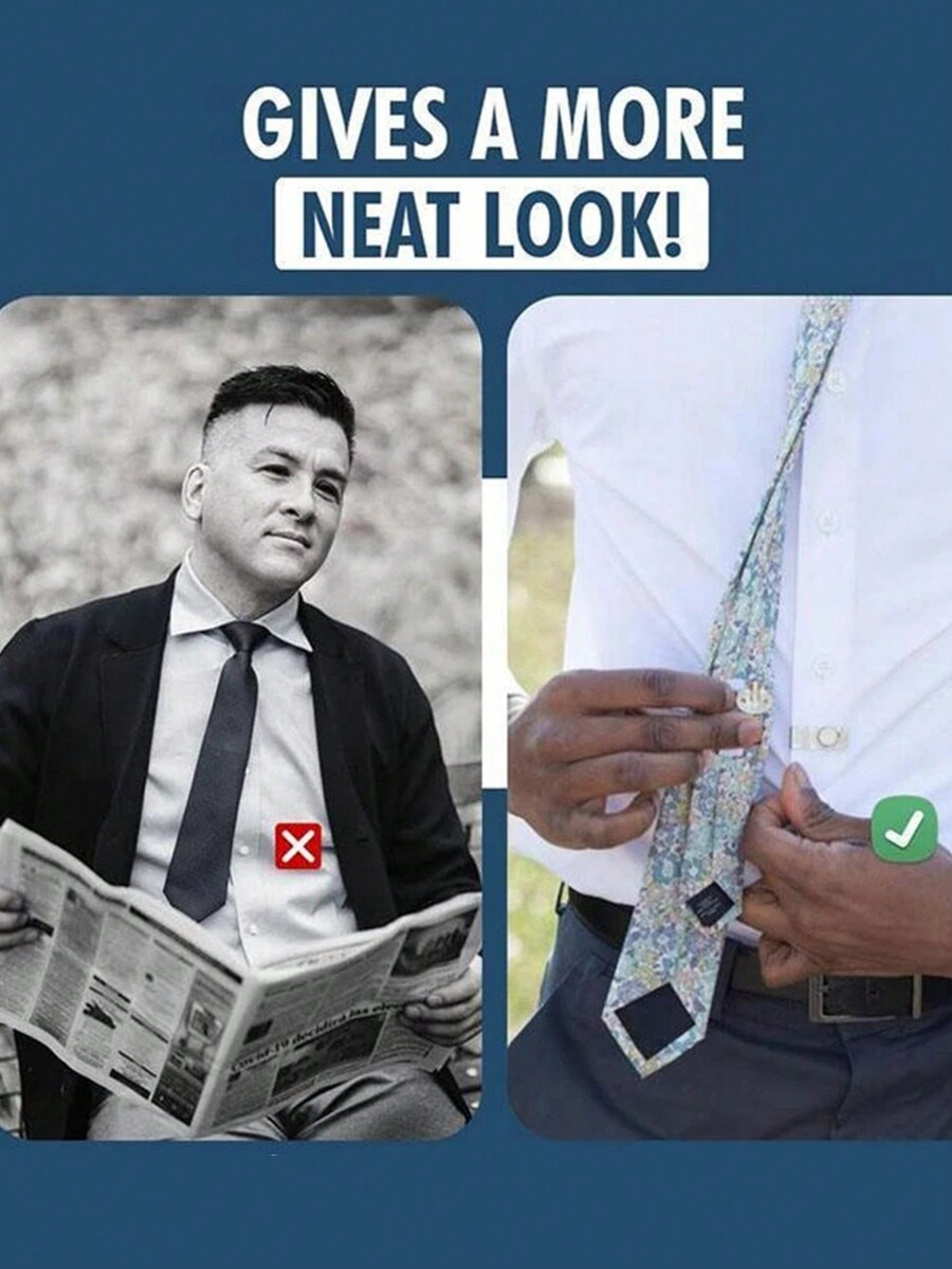 Tie holder invisible tie clip invisible placket fastener SHEIN