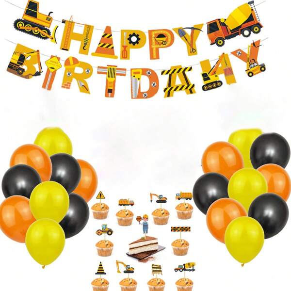 36pcs Construction Vehicle Themed Birthday Party Decoration Set SHEIN USA