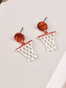 Fashionable Basketball & Hoop Net Sports Earrings - Multicolor - View 4