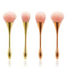 1支玫瑰金色小腰鬆粉刷高腳杯粉紅色胭脂刷長桿單支超大面粉刷高光妝工具刷 - 玫瑰金 - 查看 4