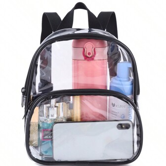 Transparent Pvc Backpack, Waterproof, Large Capacity, Minimalist & Fashionable Shoulder Bag For Swimming, Travel, Gym & Beach Waterproof Transparent PVC ,Fashionable Transparent, Clear Waterproof Bag For Women, Perfect For Summer, Vacation & Beach, Waterproof Clear Backpack, Casual Style For Outdoor Sports Or Travel Convenience