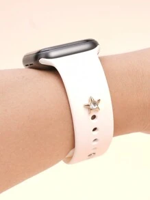 1pc Metal & Rhinestones Simple Star Watch Band Charms Decoration Nails Compatible With Apple Watch Bands Accessories Compatible With Galaxy Watch Series Strap Charm