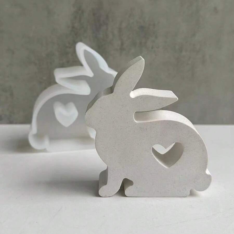 1入份復活節兔子形矽膠模具,適用於自製蠟燭、石膏、環氧樹脂造型家居裝飾