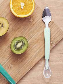 Baby's Stainless Steel Spoon With Sawtooth Edge And Green Crown Design For Eating Fruit Puree, Season Appropriate