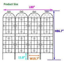 4 Pack Metal Garden Trellis 86.7" x 19.7" Rustproof Trellis for Climbing Plants Outdoor Flower Support Black - 黑色 - 查看 4