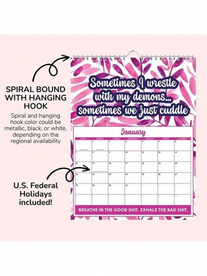 1pc-sweary-mental-health-calendar-2024-funny-sweary-calendar-2024-wall