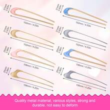 2入組u型髮夾,法式造型復古髮棒,適用於長髮女性(淺藍色)